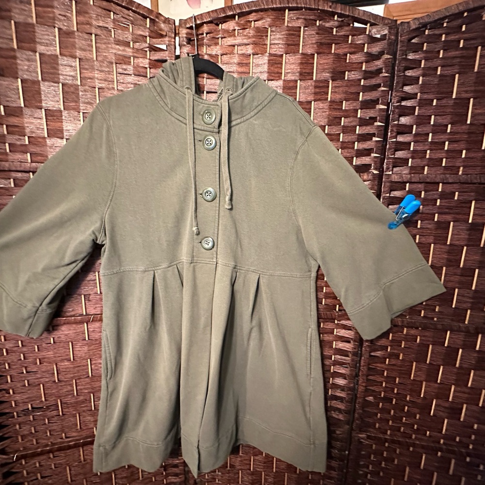 Old Navy Olive Green P-Coat Sweater Utility Jacket with Flared sleeves